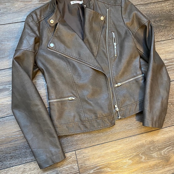 JustFab faux leather taupe jacket - Picture 2 of 8